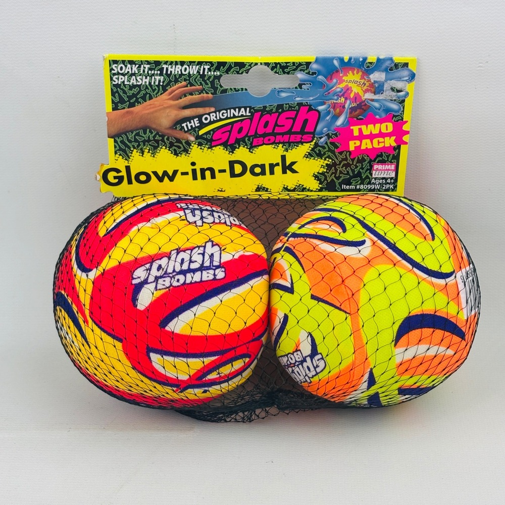 Original Splash Bombs Water Balls‎ 2 Pack Glow in the Dark Pool Toy 2000 Vintage
